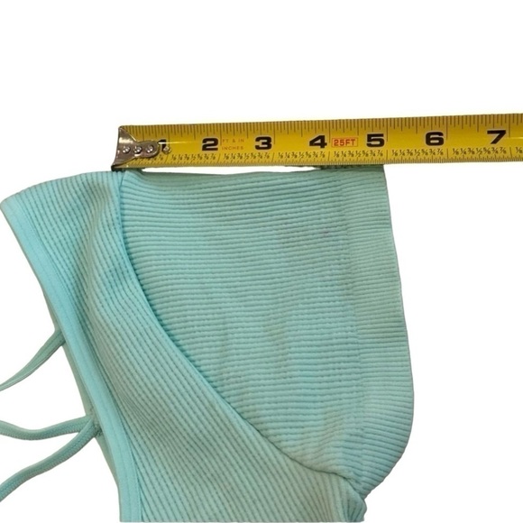 Aerie Mint Ribbed Short Sleeve Crop Top Strappy Back Size M - Picture 4 of 10